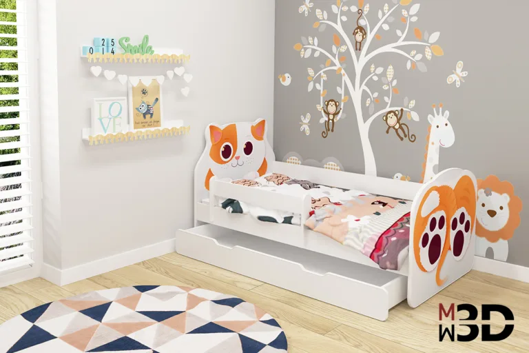 Łóżko dziecięce w aranżacji – wizualizacja 3D